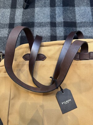 FILSON RUGGED TWILL TOTE BAG WITH ZIPPER TAN NWT WITHOUT KEY CLIP