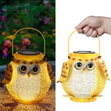 LED Solar Lantern Hanging Light 3D Owl Yard Outdoor Garden Lamp Waterproof Decor