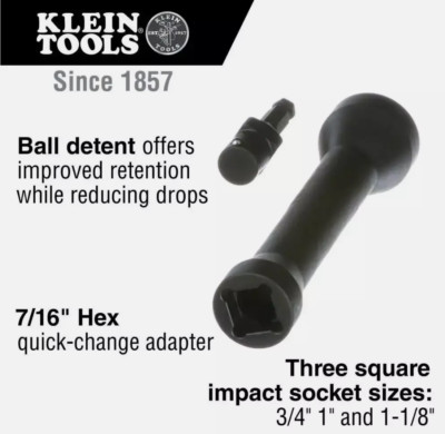 Klein Tools 3 in 1 Steckschlüssel Lineman Utility Elektrowerkzeug Vierkant NEU