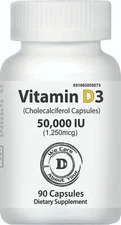 Vitamin D3 50,000 IU | 90 Veggie Caps | FREE SHIPPING
