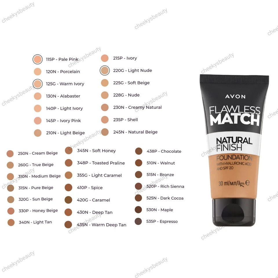 Avon Flawless Match Natural Finish Foundation SPF20 30ml Choose Your Shade - Image 2 of 4