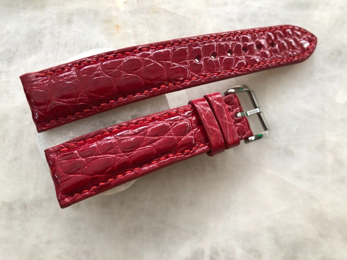 20mm/18mm Burgundy Alligator Crocodile Embossed Leather Watch