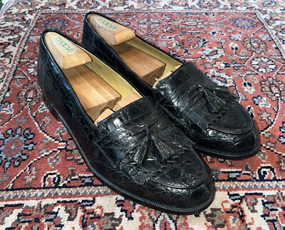 Men’s Mezlan Size 9 M Ostrich Leather/ Suede Black Tassel Loafer  Slip Ons Shoes ONDRE Black Suede Tassel Slip-On Men main image 4