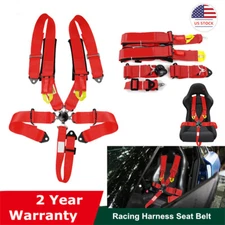 Racing Harness 5 Point Red Quick Release Camlock Safety Seat Belt For ATV UTV US
