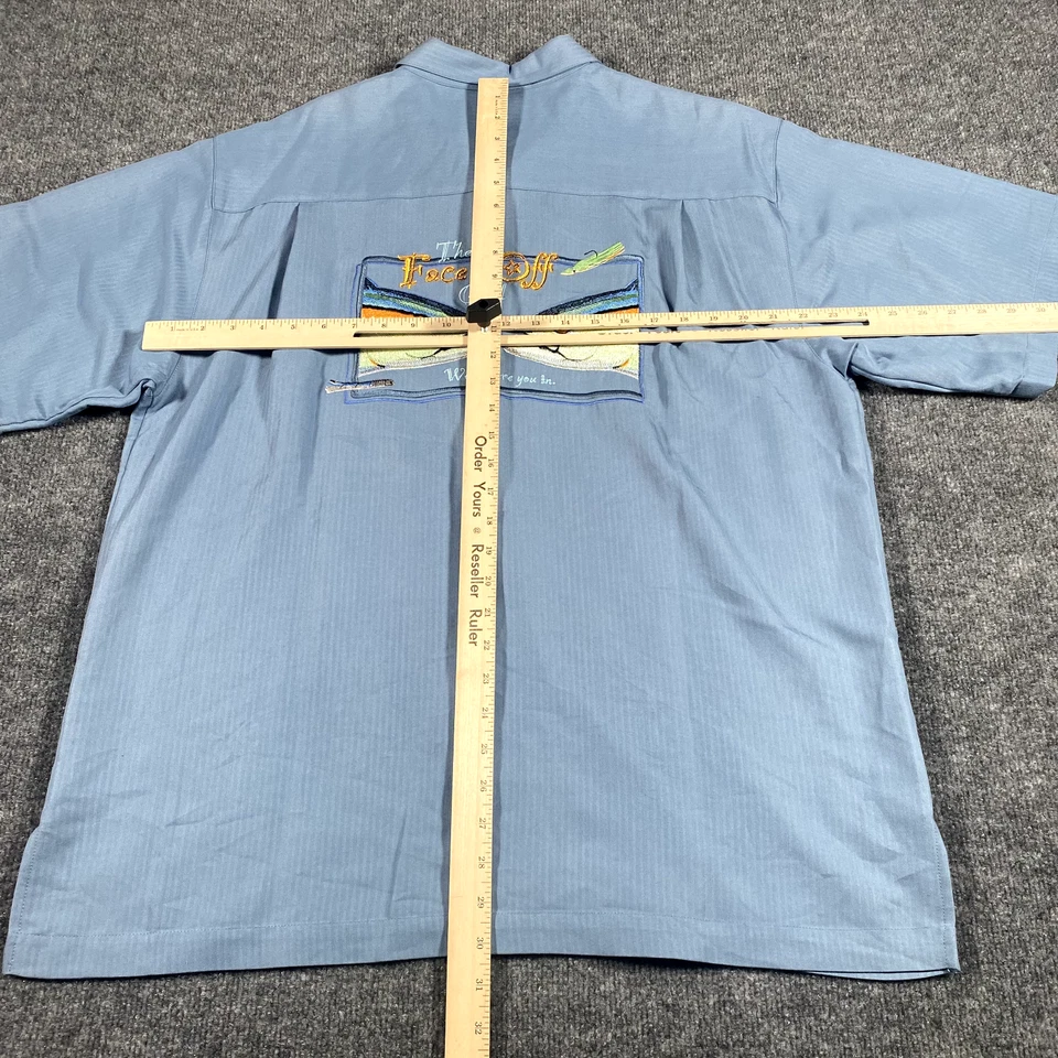 Hook & Tackle Mens Large Face Off Grill Tuna Fishing Button up Shirt Embroidered - Image 3 of 4