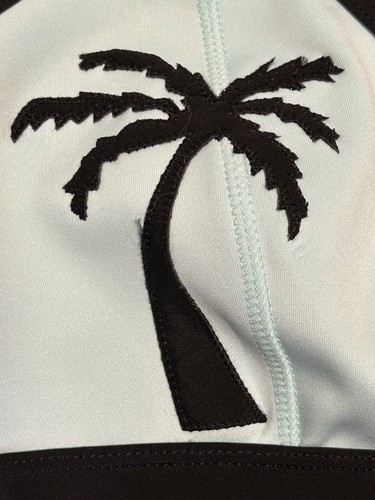 FOREVER 21 Plus Swim Bikini Bra Top Palm Tree Black Teal 0X - Picture 7 of 7