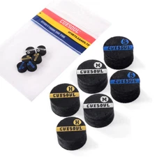 CUESOUL 6 Pieces Layer Pigskin Snooker Cue Tips 10mm-S/M/H