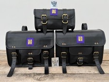 Borsa a tre sella in vera pelle nera borse da moto porta attrezzi laterali 3 ...