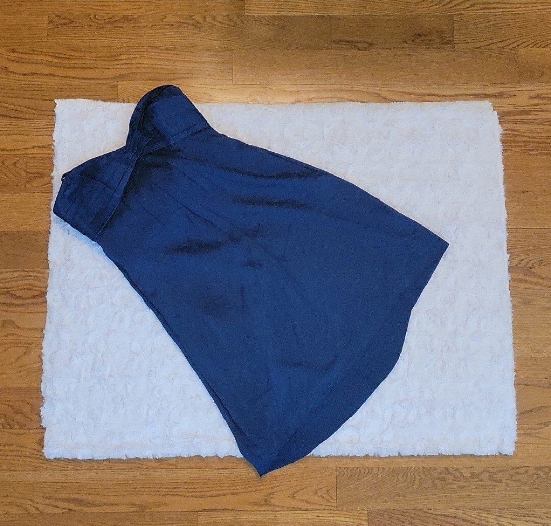 bcbg blue strapless dress BCBG MAXAZRIA Dark Blue Satin Strapless Dress, Women's 6