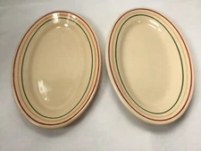 Vintage Buffalo Pendleton stripe platter oval restaur ware 9" cream 18-22 avail