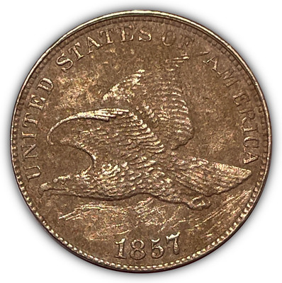 1857 Flying Eagle Cent Almost Uncirculated AU Coin, Details #17580