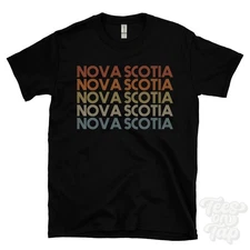 NOVA SCOTIA REPEATED RETRO STYLE T-SHIRT mens & womens uk place name gift