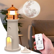 Moon Projector Night Light Rechargeable LED Lamp w/Remote for Kids Bedroom Decor