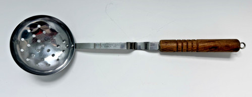 Vintage Stainless Steel Skimmer 12.5" Wooden Handle Japanese Kitchen Tool