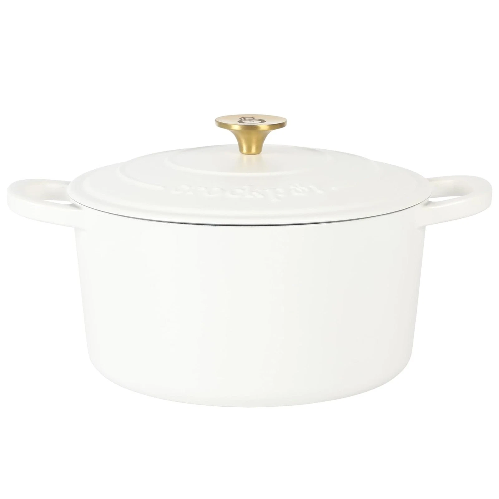 Crockpot Artisan 7 Quart Round Enameled Cast Iron Dutch Oven with Lid in Linen