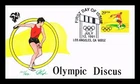 US COVER OLYMPIC DISCUS FIRST DAY ISSUE PUGH HAND PAINTED