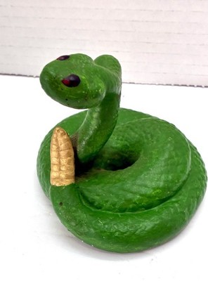 Vintage Ceramic Art Coiled Green Rattle Snake Worm Figurine