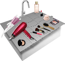 Mofason Bathroom Sink Top Cover Space Saver,Silicone Makeup Organizer Mat for ov