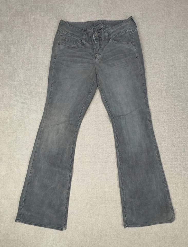 Брюки расклешенные женские American Eagle вельветовые художественные синие эластичные 31x33 покрой ботинок - Изображение 3 из 4