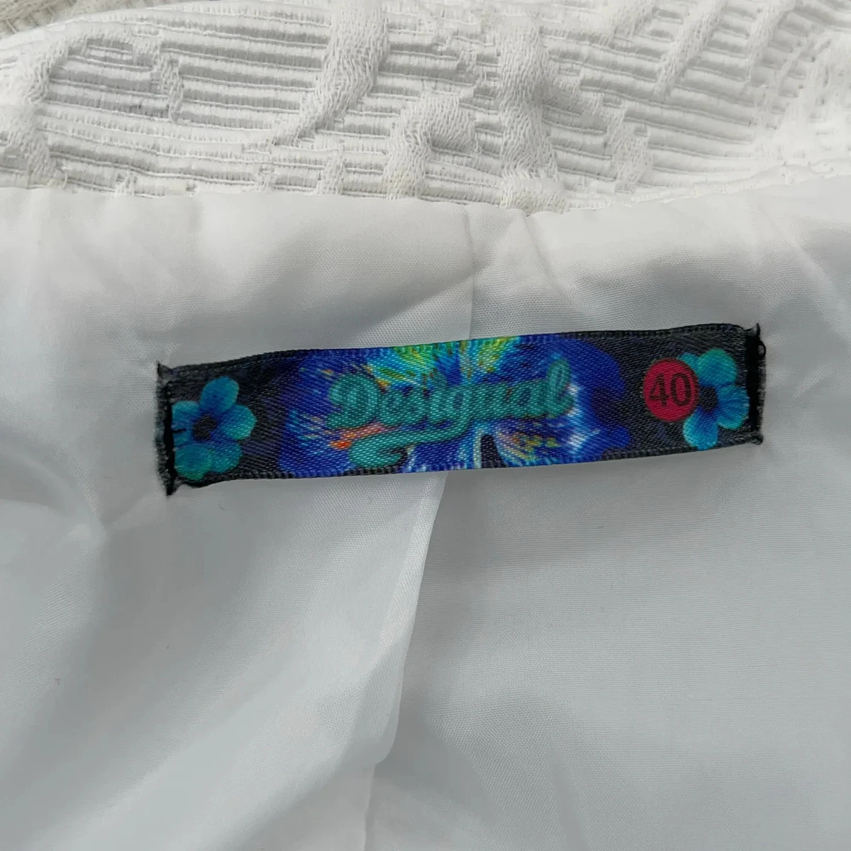 Desigual, Mantel, Damen, Größe: 40, Weiß/Blau, Baumwolle/Polyester/Viskose #Rpx