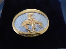 Vintage End of Trail Native Indian and Horse in Gold /Silver tones Belt Buckle