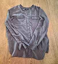 Madewell Women's Gray Polka Dot Round Neck Long Sleeve Button Blouse XS