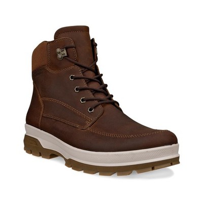 ECCO Mens Rugged Track Mid Camel Brown Waterproof Hiking Boots EU 47 Size 13 US
