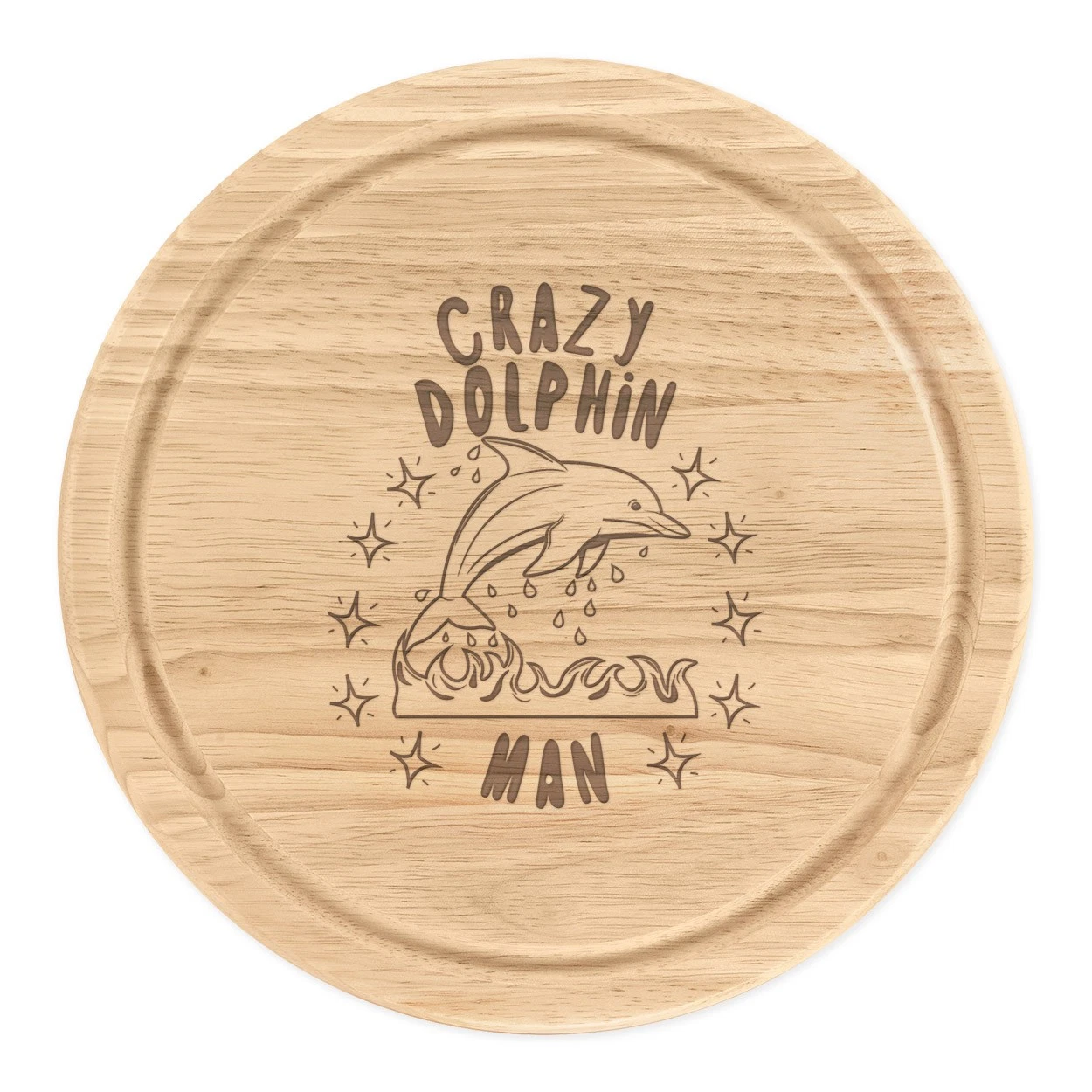 Crazy Dolphin Man Stars Round Chopping Cheese Board Funny