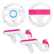Confezione 4 Set Volante Wii e Pistola Zapper - Compatibile con Telecomando Wii e Wii U