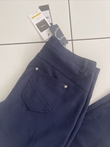 " STREET ONE " Damen- LEDERHOSE / Velours- Lederjeans Optik in Blau Gr. 40 - Bild 2 von 4
