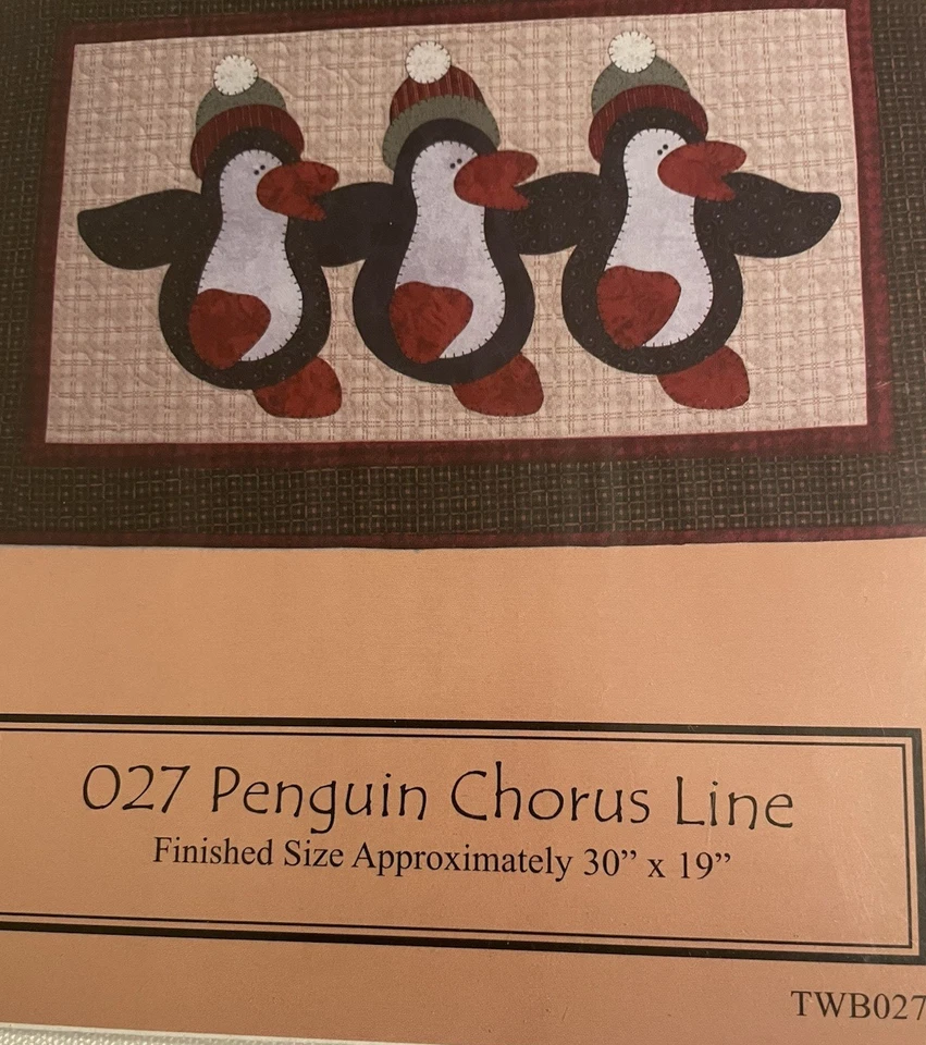 The Wooden Bear 027 Penguin Chorus Line Quilt Pattern TWB027 Finished 30 x 19 - Image 2 of 4