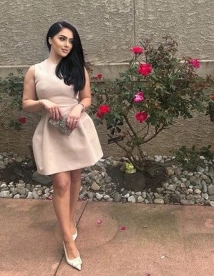 ZARA Voluminous Short Dress, Beige-Pink(pale pink), Size XS