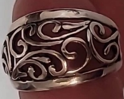 SIGNED PREMIER DESIGNS STERLING SILVER OPENWORK SCROLLS UNIQUE WEDDING RING 8