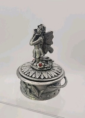 ANGEL Fairy Pixie Lady Mini Metal Figurine Trinket Ring Box 