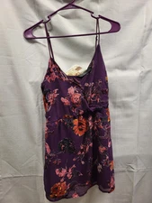 Luna Chix Purple Flowery Burnout Velvet Dress Boho-Style L Zumiez Surf Shop NWT