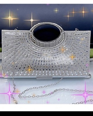 Lightweight, Business Casual Rhinestone Decor Bucket Bag Mini Drawstring Design,