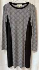 MICHAEL Michael Kors Black Color Block Small Midi Dress Long Sleeve