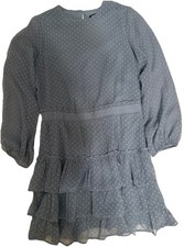 Express Polka Swiss Dot Layer Tiered Smocked Long Sleeve Lined Dress - Size m