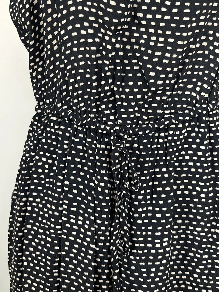 Lucky Brand Maxi Dress Women's Sz Small Black White Dotted Sleeveless Drawstring - Image 4 of 4