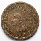 1866 Indian Head Penny Cent Very Good (VG)