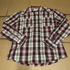 Levi s Men's Pearl Snap Button Up Western Cowboy Shirt Red Plaid XL Long Sleeve