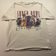 2000 Super Bowl XXXIV Rams Titans T Shirt NFL 2 sided Vintage Mens Large