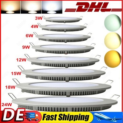 LED Panel Einbaustrahler Einbauleuchte Deckenleuchte flach rund eckig ultraslim