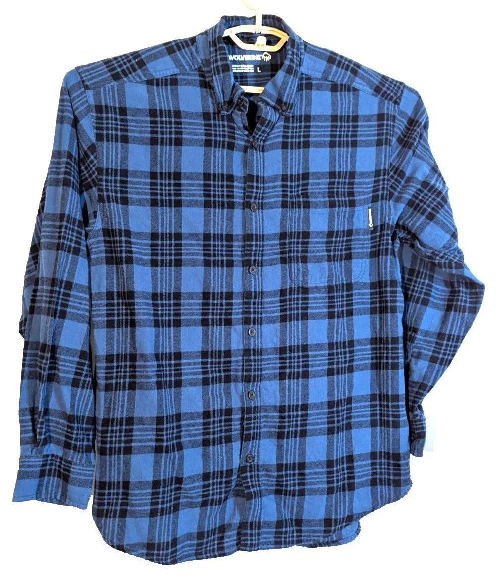 Wolverine men's L plaid blue/black flannel shirt preowned