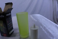 Flameless LED Candle with Yellow Glass Holder 