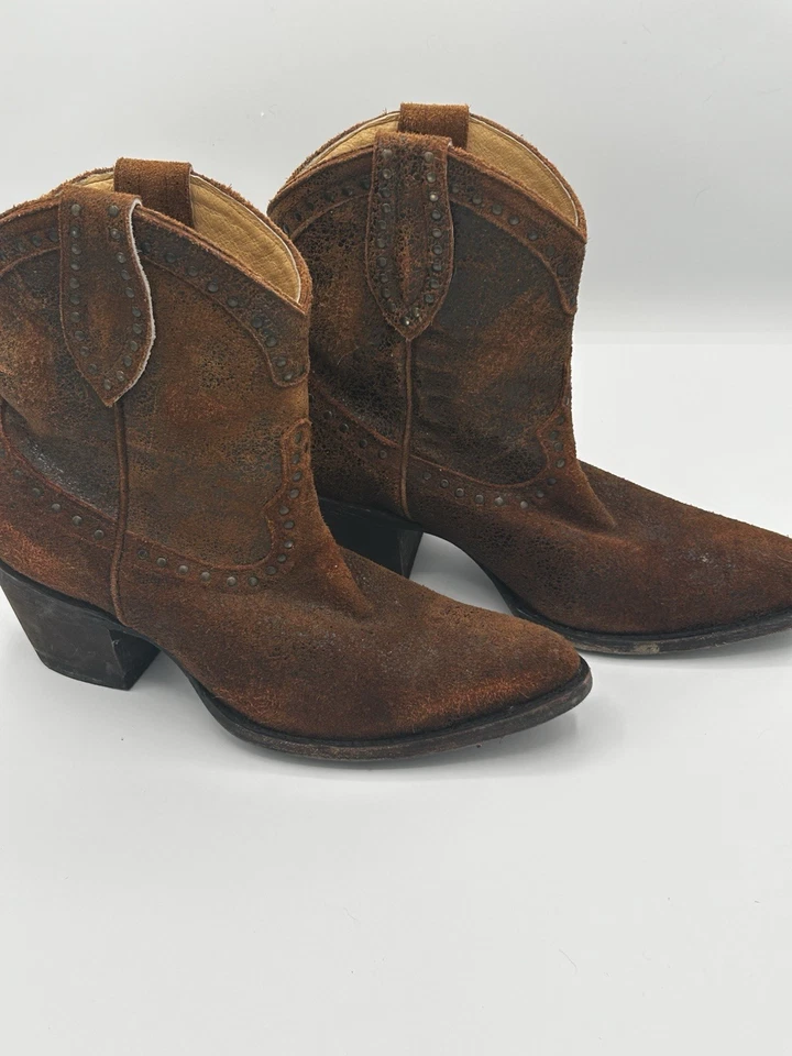 Botas Idyllwind para mujer 8,5 B marrón gamuza tachonadas botines al tobillo vaquera occidental Foto 2 de 4