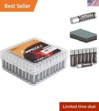 100-Pack High Performance AAA Alkaline Batteries - Leak Resistant  Long Lasting