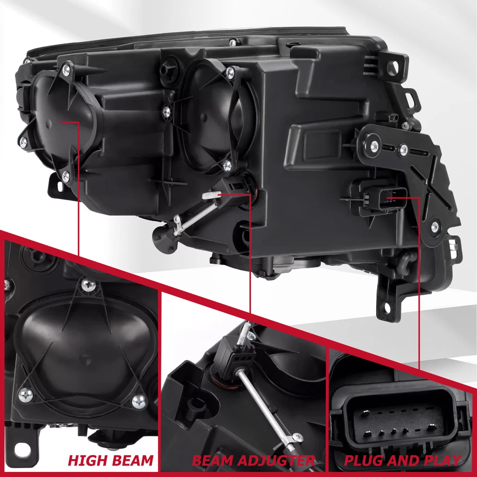 HECASA Halogen Pair Headlight For Cadillac CTS 08-15 Left and Right With Bulbs - Image 3 of 4