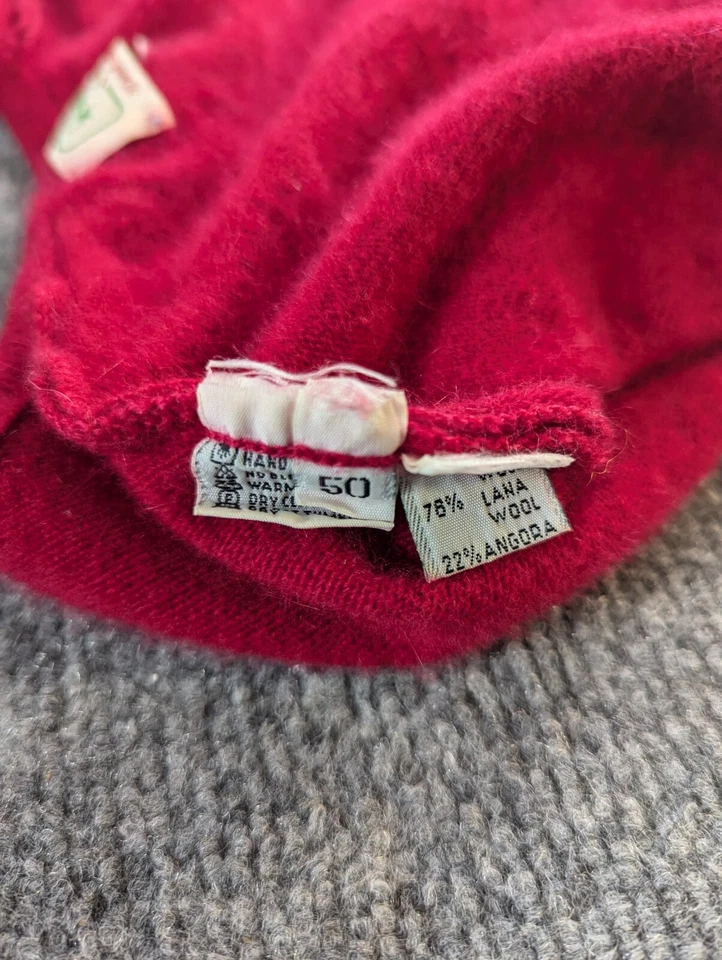 Suéter Benetton Rojo Mujer Pequeño Pullover Mezcla Lana y Angora Hecho en Francia Foto 3 de 4