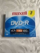 New Sealed Maxell 3 Pack DVD-R 4.7 GB 16x 120 Min Single Use One Sided